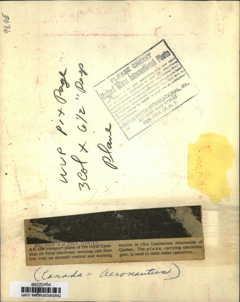 1964 Press Photo A C-119 transport plane of the royal Canadian air force