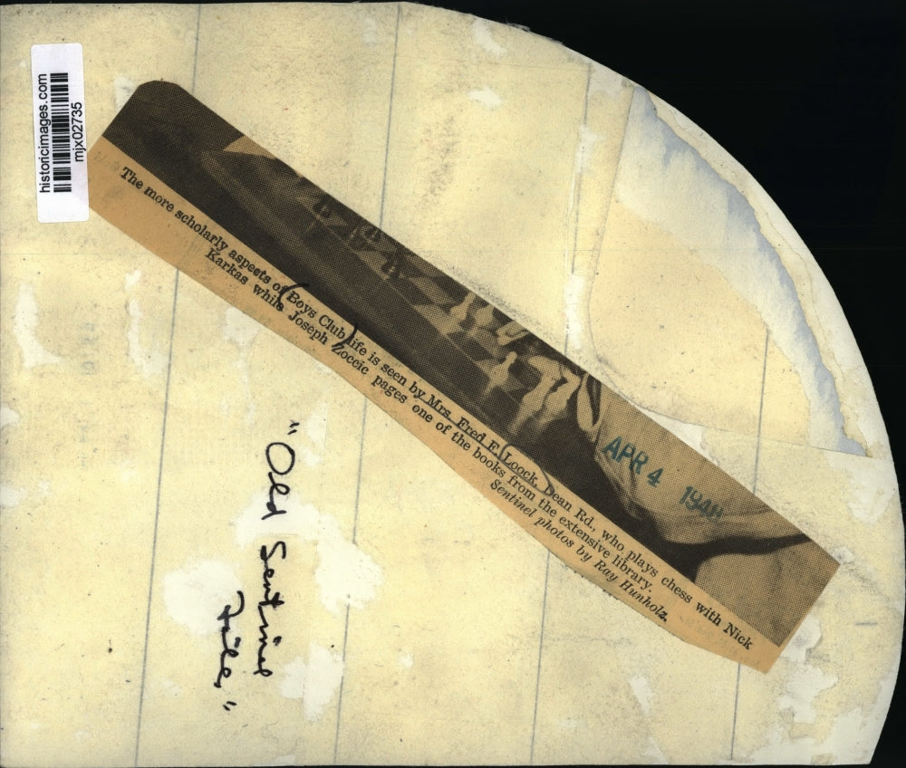 1948 Press Photo Mrs. Fred Loock plays with Boys Club member Nick Karkas