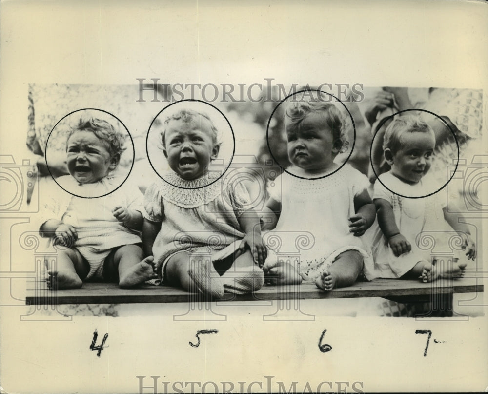 1934 Press Photo Babies in a baby show during carnival day at Southend, England