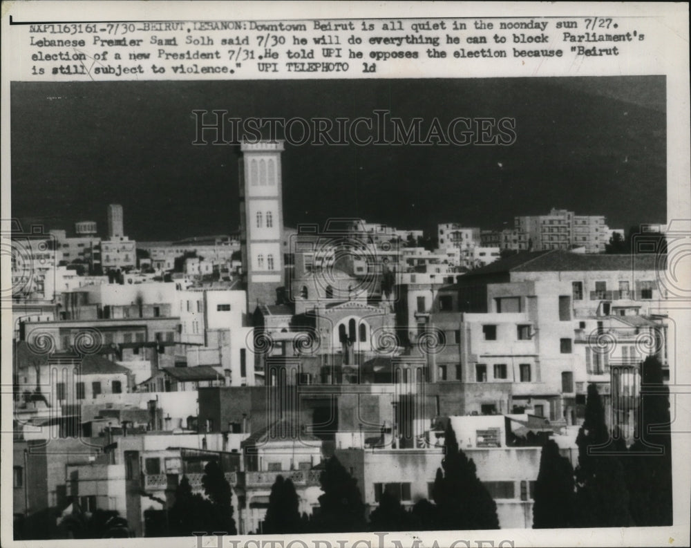 1984 Press Photo Lebanese Premier Sami Solh to block Parliament&#39;s election- Historic Images