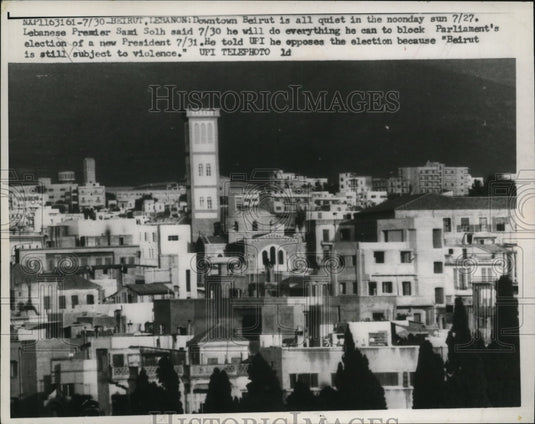 1984 Press Photo Lebanese Premier Sami Solh to block Parliament's election- Historic Images