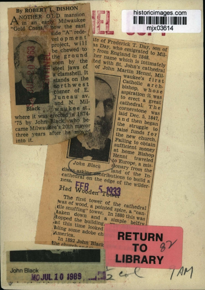 1963 Press Photo John Black, Milwaukee Mayor - mjx03614