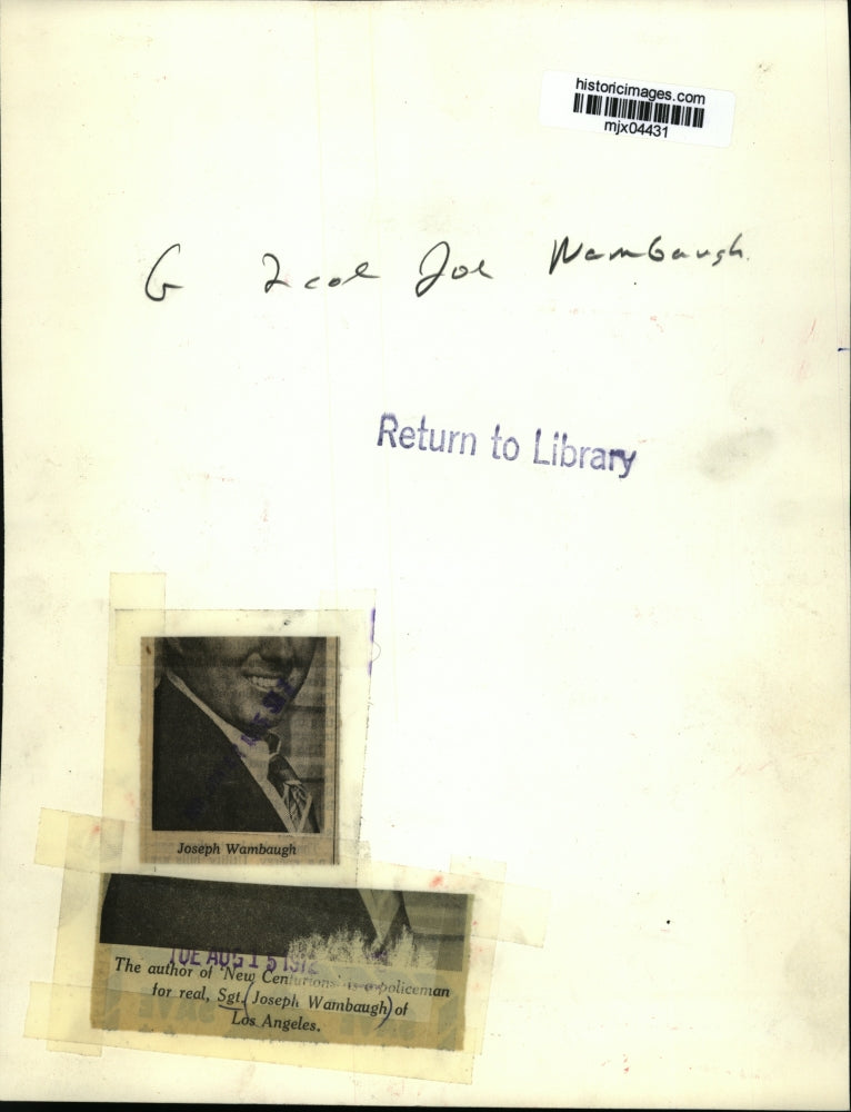 1972 Press Photo Joseph Wambaugh, Author and Policeman - mjx04431