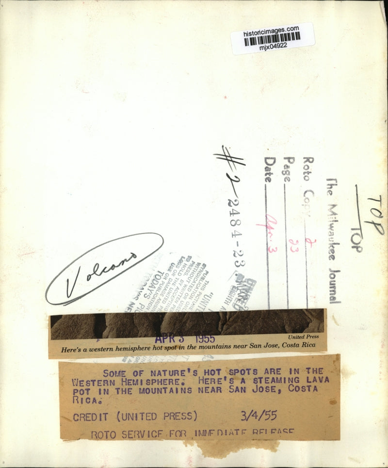 Load image into Gallery viewer, 1955 Press Photo Volcano near San Jose, Costa Rica - mjx04922
