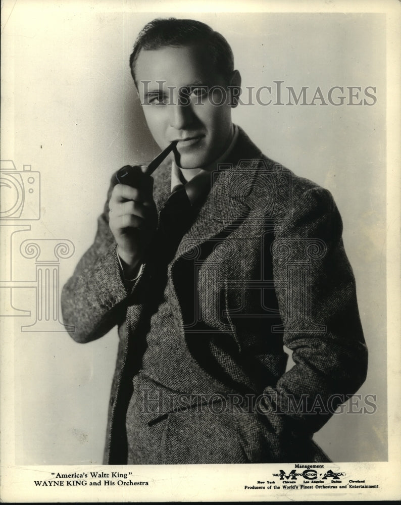 1936 Press Photo Wayne King &amp; His Orchestra- America&#39;s Waltz King - mjx06650- Historic Images