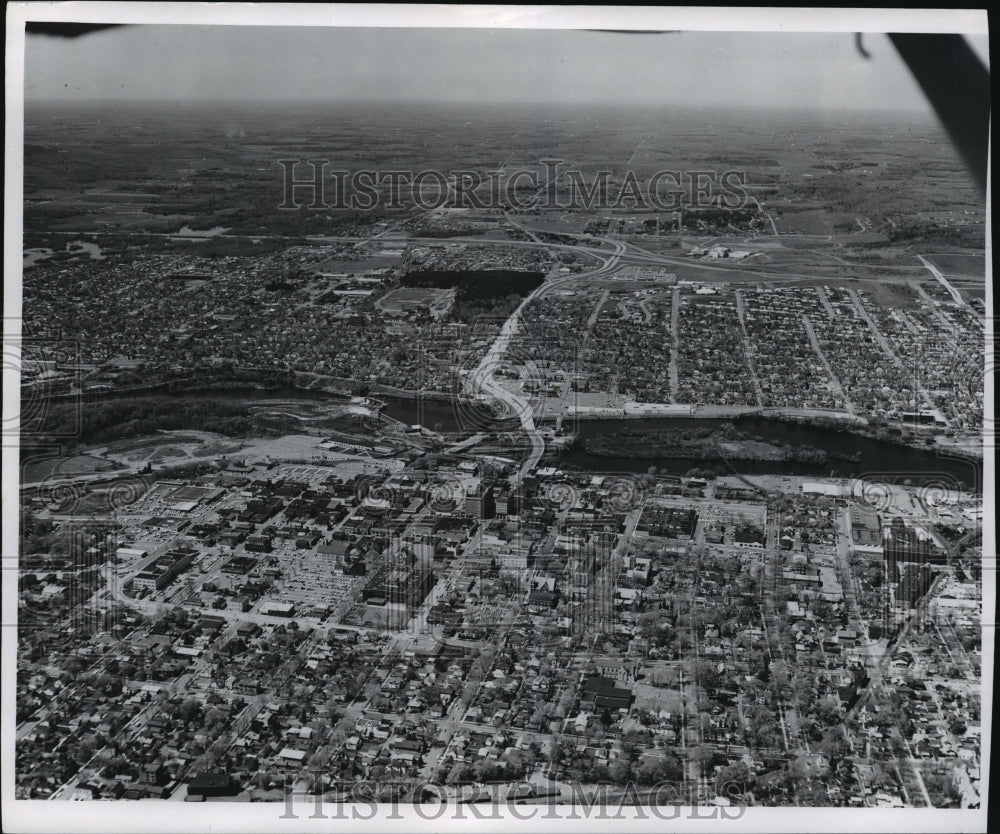 1974 Press Photo Aerial View of Wausaw, Wisconsin - mjx06902
