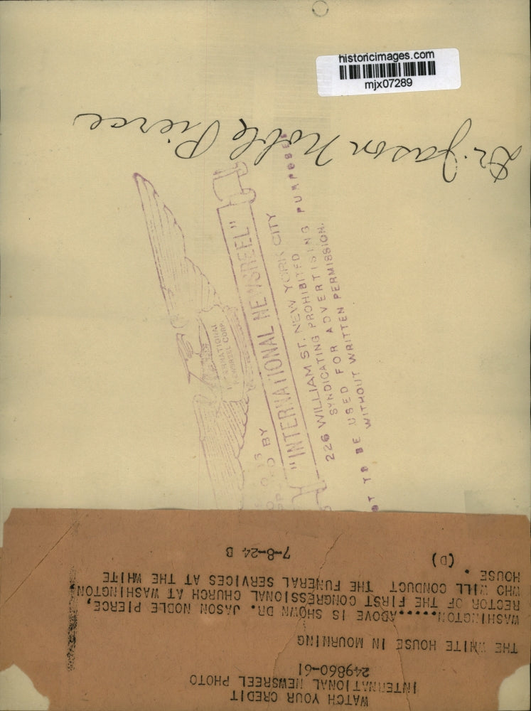 1924 Press Photo Dr. Jason Noble Pierce, rector of First Congressional Church