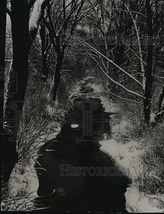 1966 Press Photo Root River Pkwy in Greenfield near Highway 100 After Snow