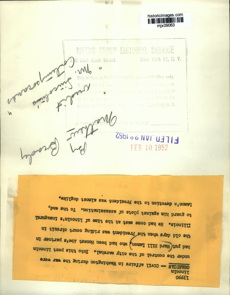 1952 Press Photo Ward Hill Lamon Controls Civil Affairs in Washington