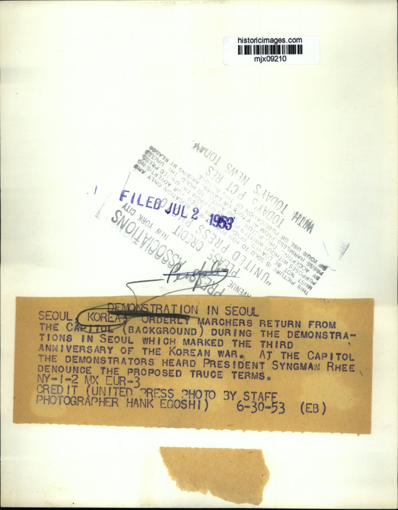 1953 Press Photo Orderly marchers return from the Capitol during demonstrations