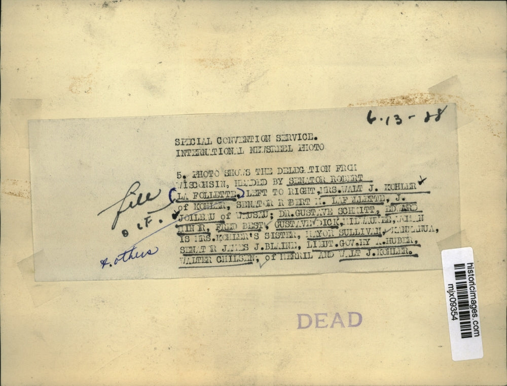 1928 Press Photo The Delegation from Wisconsin - mjx09354