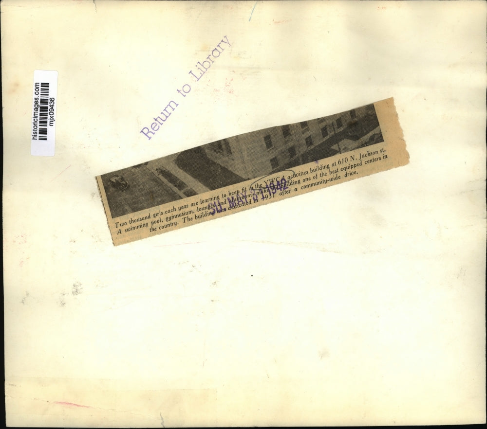 1942 Press Photo YWCA activities building at 610 N Jackson St - mjx09436