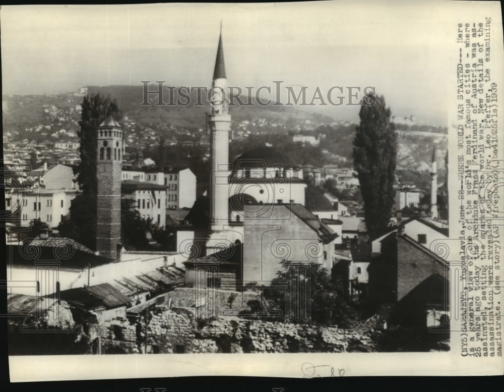 1939 Press Photo Sarajevo, Yugoslavia, where World War I started- Historic Images