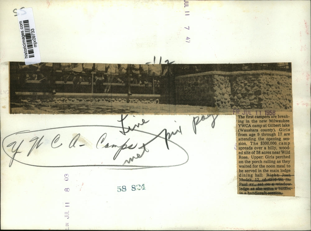 1958 Press Photo YMCA-Camp, Milwaukee YMCA camp at Gilbert Lake. - mjx09733