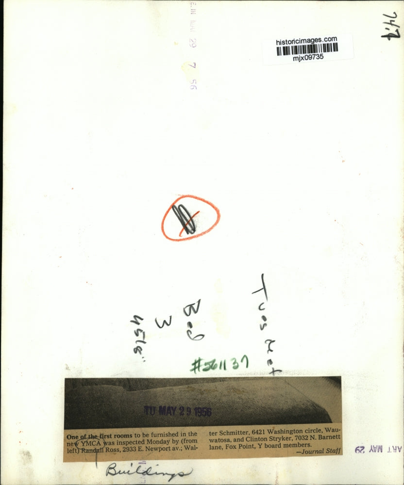 1956 Press Photo YMCA-buildings, one of the first rooms to be furnished.