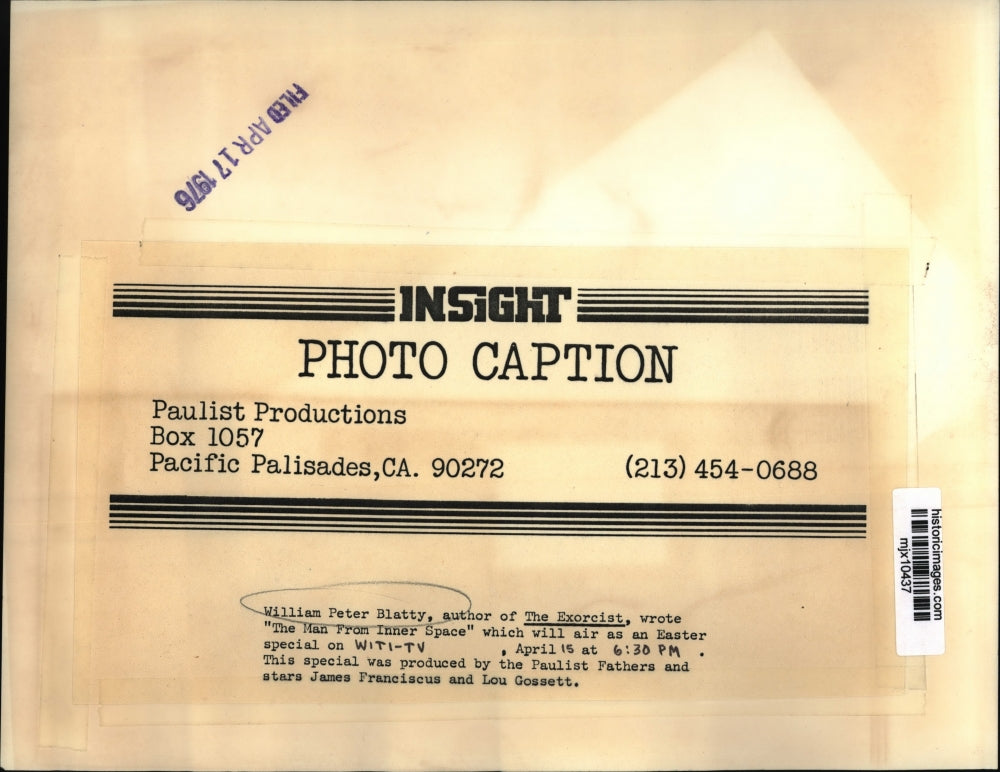 1976 Press Photo Writer William Peter Blatty - mjx10437