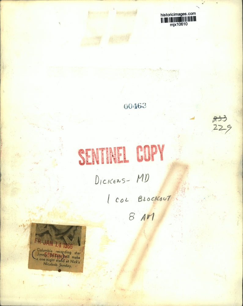 1966 Press Photo Columbia recording star Jimmy Dickens at Nick's Nicabob