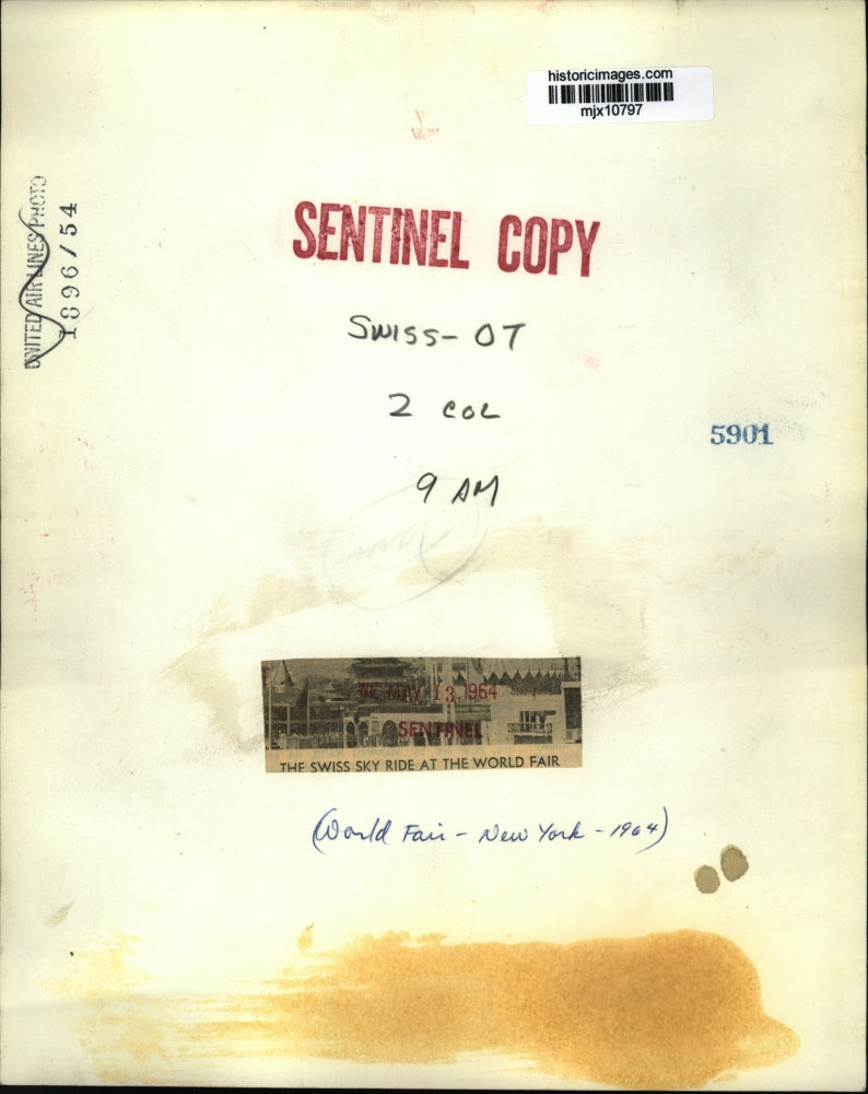 1964 Press Photo The Swiss Sky Ride at the New York World Fair - mjx10797