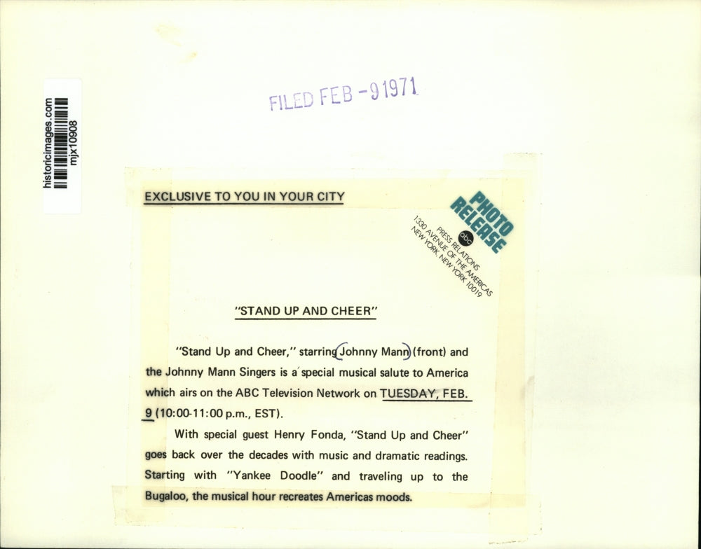 1971 Press Photo Johnny Mann and the Johnny Mann Singers - mjx10908