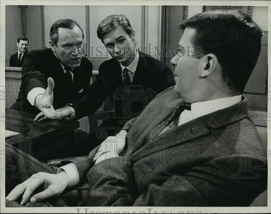 1965 Press Photo Brandon de Wilde, E.G. Marshall, Robert Reed in "The Objection"- Historic Images