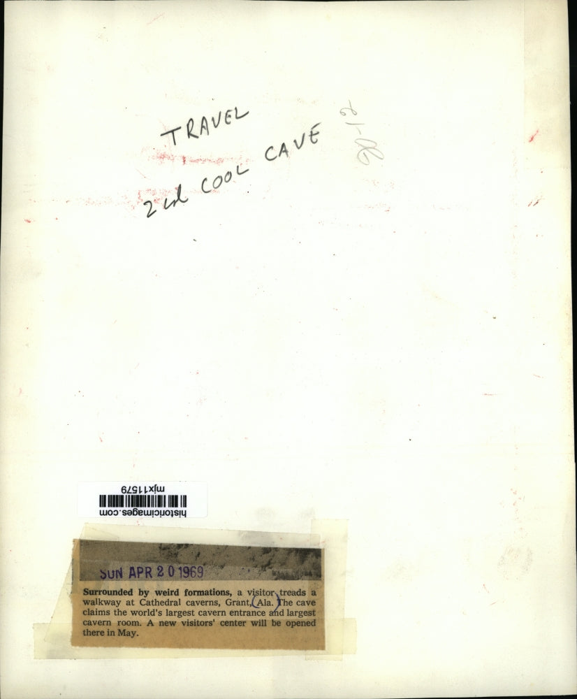 1969 Press Photo Interior of the Cathedral caverns, Grant, Alabama - mjx11579