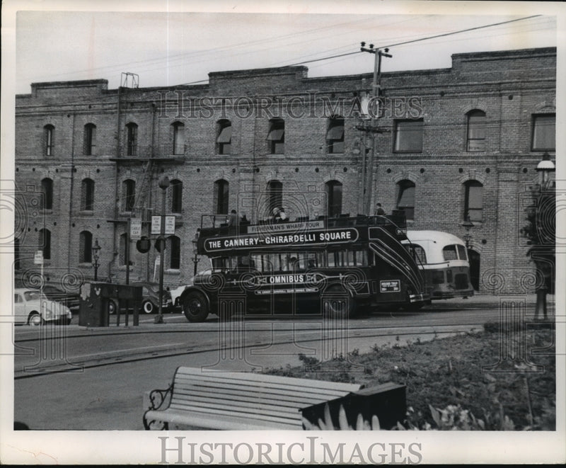 Load image into Gallery viewer, 1969 Press Photo Refurbished omnibus in San Francisco's waterfront area
