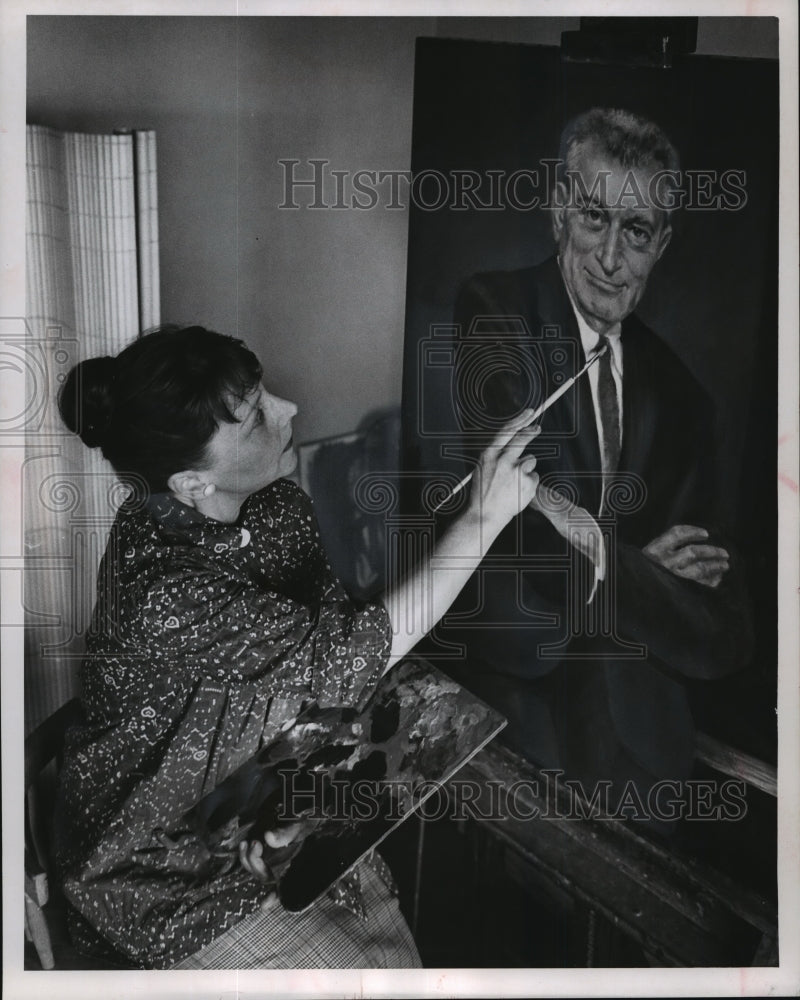 1962 Press Photo Judalf Bleich&#39;s portrait painted by Shirley Sax Wasserman- Historic Images