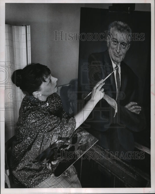 1962 Press Photo Judalf Bleich's portrait painted by Shirley Sax Wasserman- Historic Images