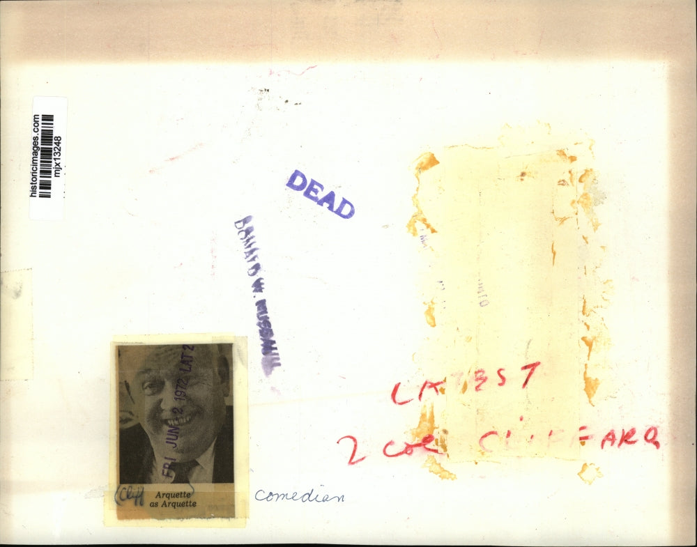 1972 Press Photo Cliff Arquette, as Arquette, comedian - mjx13248