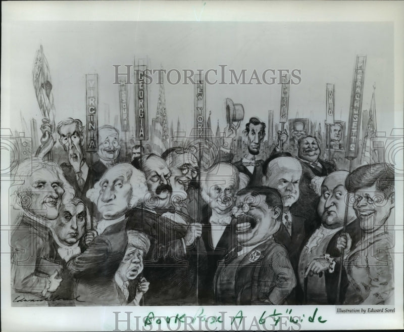 Load image into Gallery viewer, 1984 Press Photo Paul F. Boller Jr author, Jacket Illustration by Edward Sorel.
