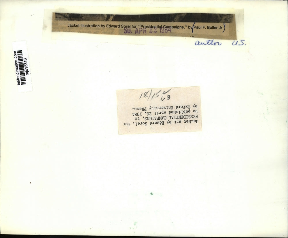 1984 Press Photo Paul F. Boller Jr author, Jacket Illustration by Edward Sorel.