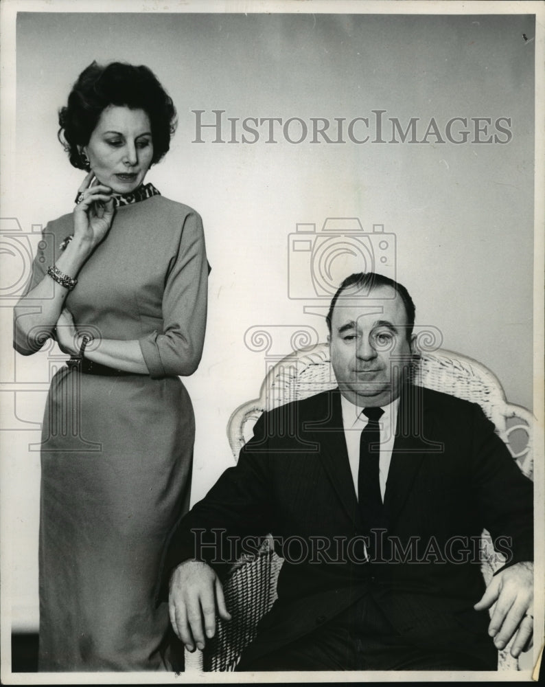 1961 Press Photo John C. Beecher and Jane Hoffman in The American Dream.- Historic Images