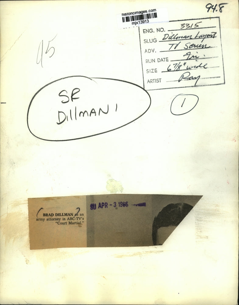 1966 Press Photo Brad Dillman as an army attorney in ABC-TV's "Court Martial"