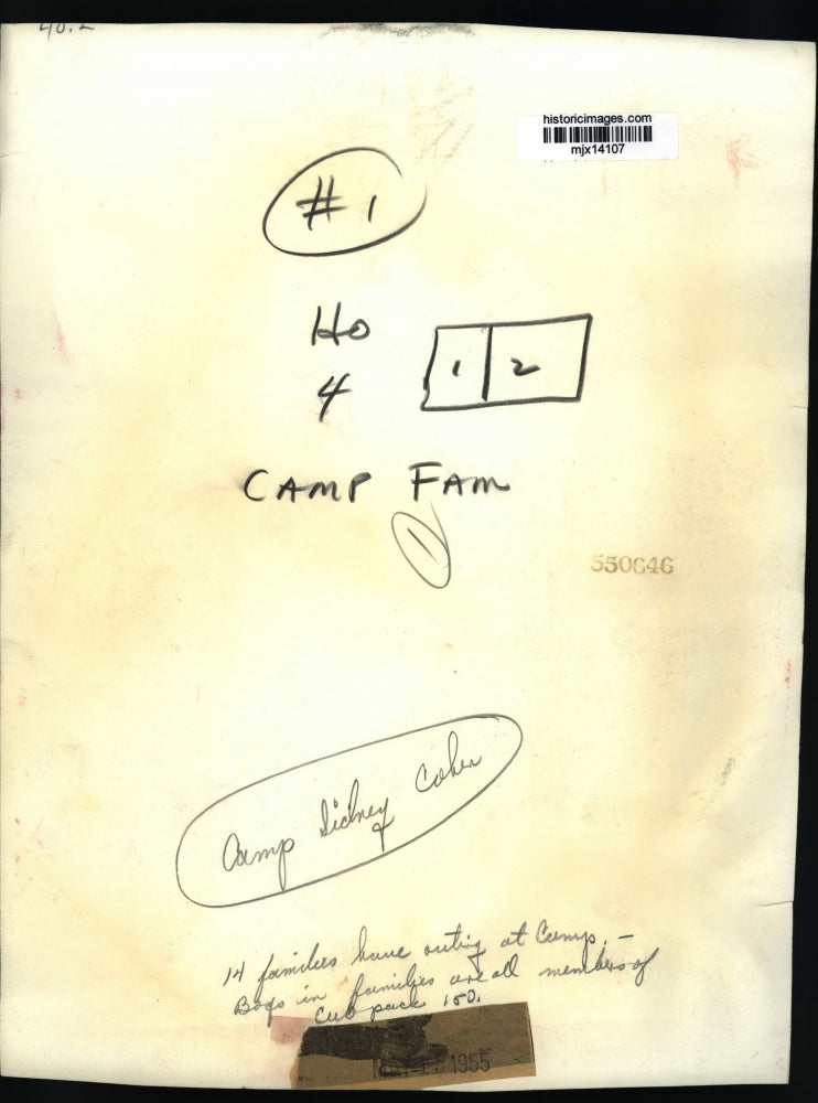 1955 Press Photo Cub scout families have an outing at Camp Sidney Cohen.