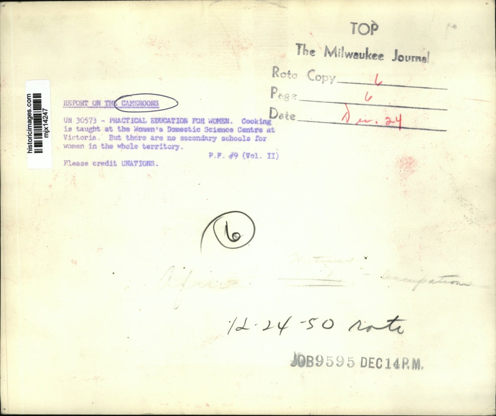 1950 Press Photo cooking being taught at the Women's Domestic Centre at Victoria