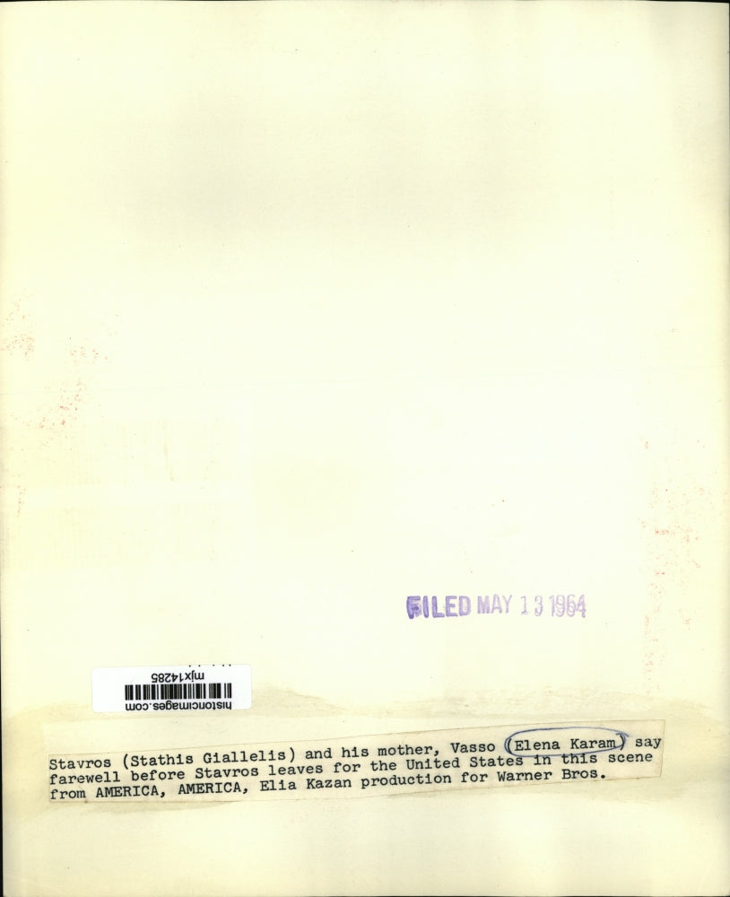 1963 Press Photo Stathis Giallelis and Elena Karam star in America, America.
