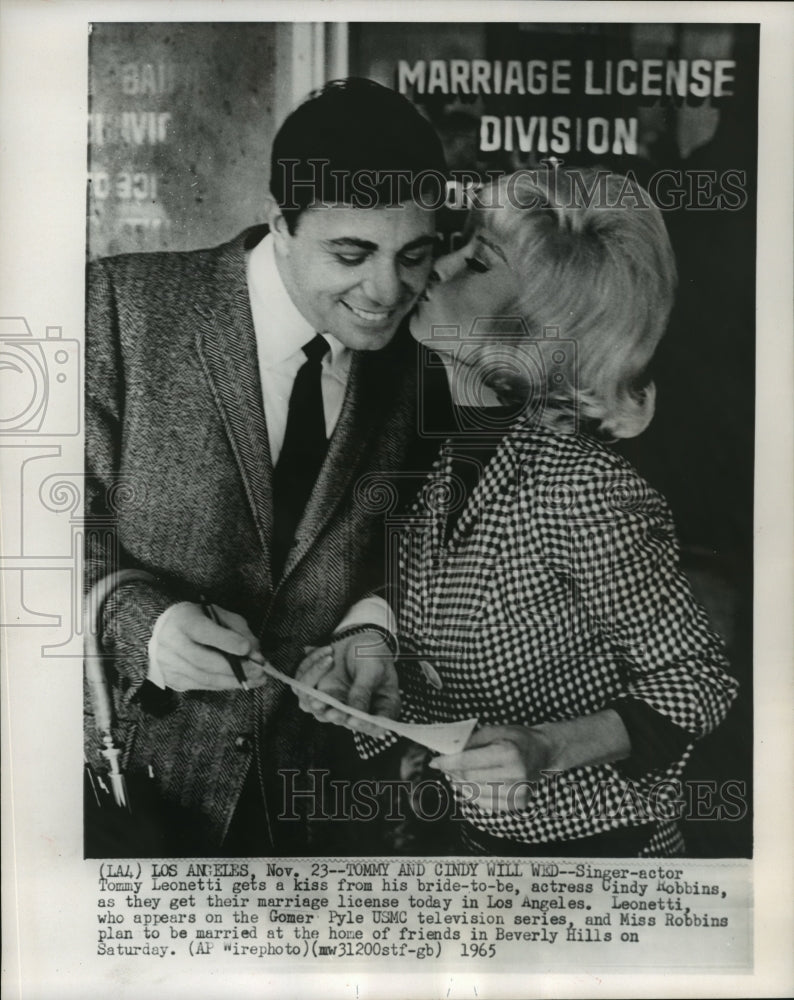 1965 Press Photo Tommy Leonetti and Cindy Robbins plan to be wed in Los Angeles- Historic Images