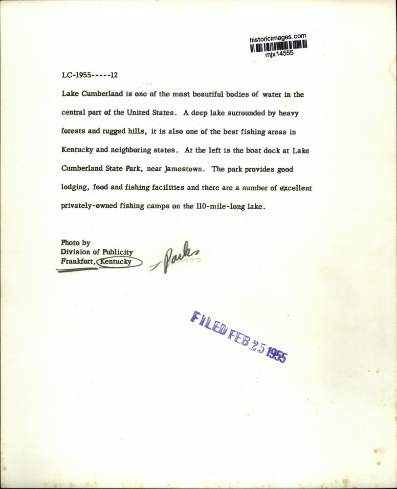 1955 Press Photo Boat dock at Lake Cumberland State Park, Kentucky - mjx14555