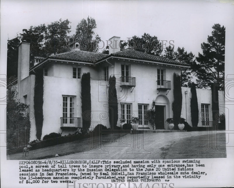 Load image into Gallery viewer, 1955 Press Photo Hillsborough mansion leased by Russian delegation - mjx15152
