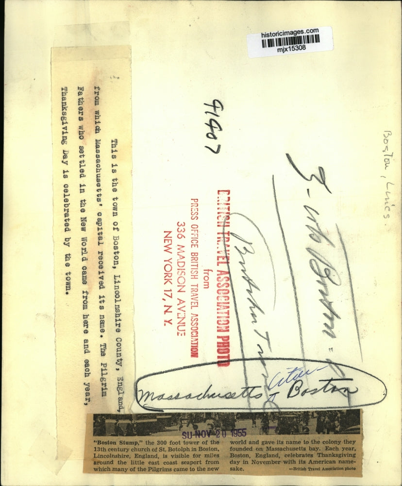 1955 Press Photo "Boston Stump" church tower in Boston, Lincolnshire, England