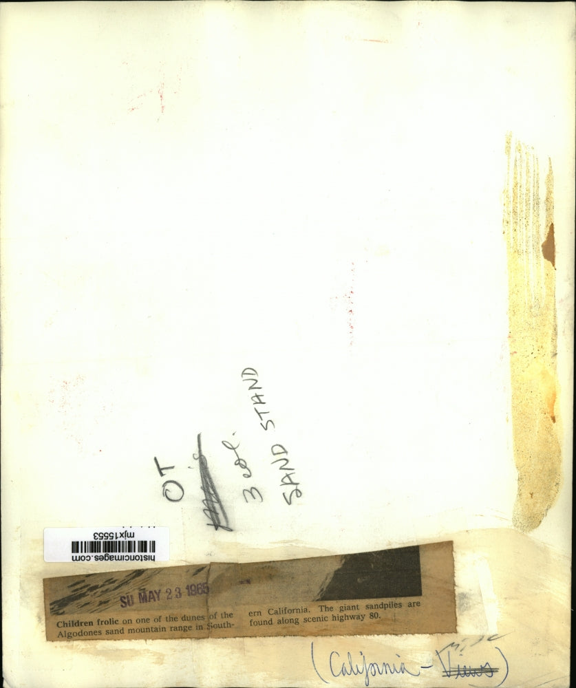 1965 Press Photo Children frolic in sand dunes in Southern California