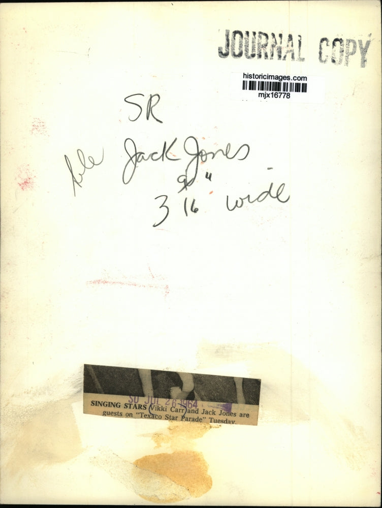 1964 Press Photo Vikki Carr and Jack Jones are guests on "Texaco Star Parade"