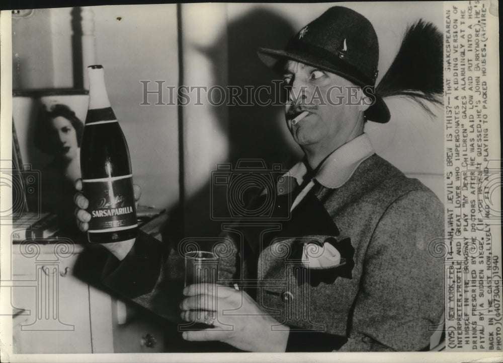 1940 Press Photo John Barrymore is back in the Broadway Play &quot;My Dear Children&quot;- Historic Images