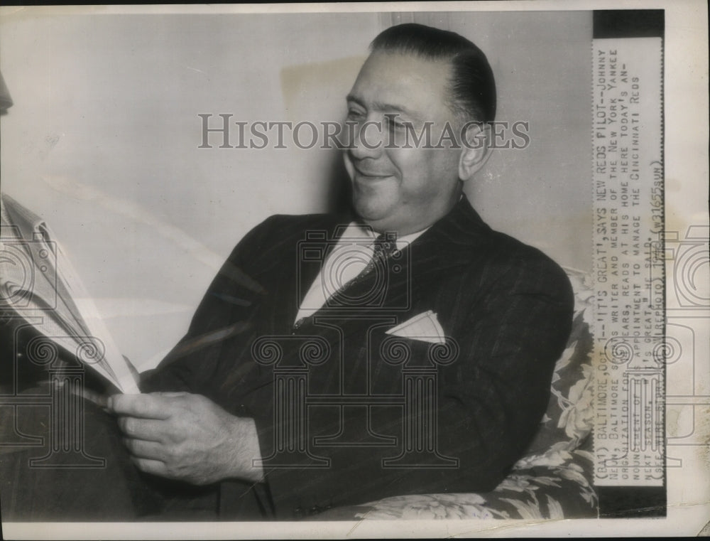 1946 Press Photo Johnny Neun becomes the new manager of the Cincinatti Reds- Historic Images