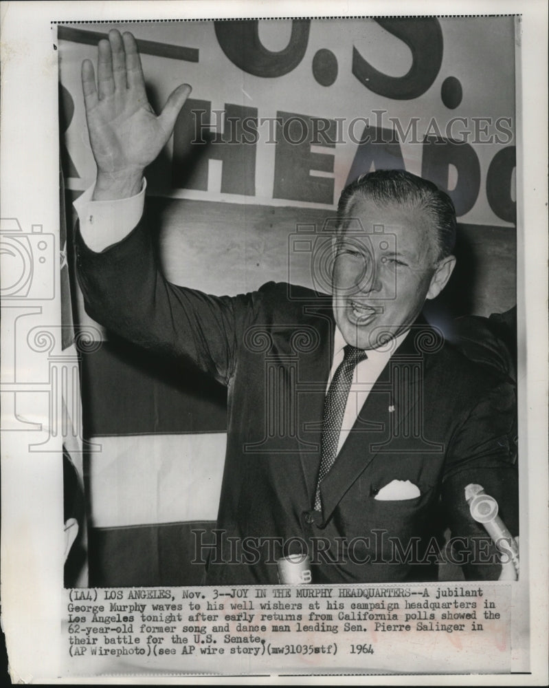 1964 Press Photo George Murphy at campaign headquarters in Los Angeles- Historic Images