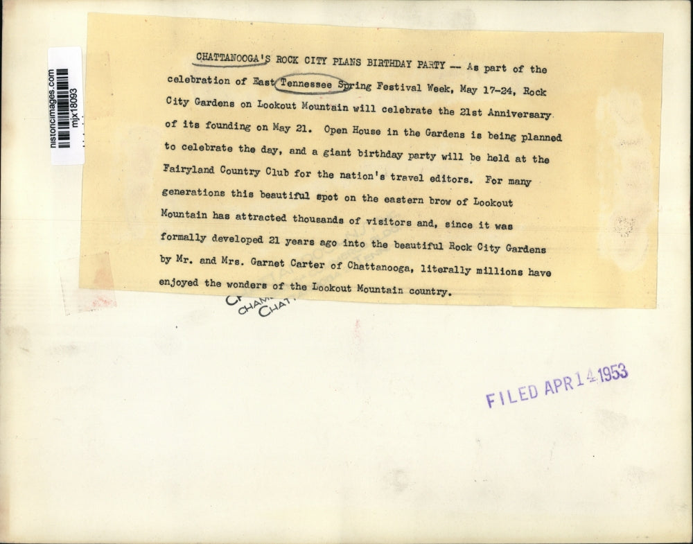 1953 Press Photo Rock City's anniversary at East Tennessee Spring Festival Week