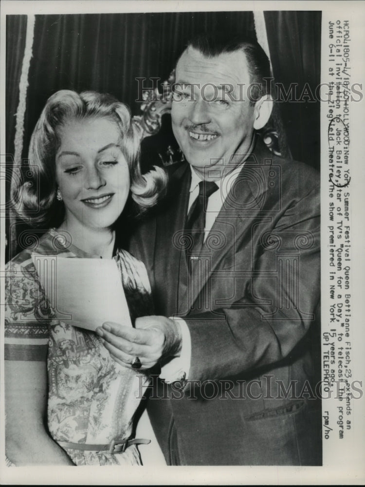 1960 Press Photo Summer Festival Queen Bettinanne Fisch With Jack Bailey- Historic Images