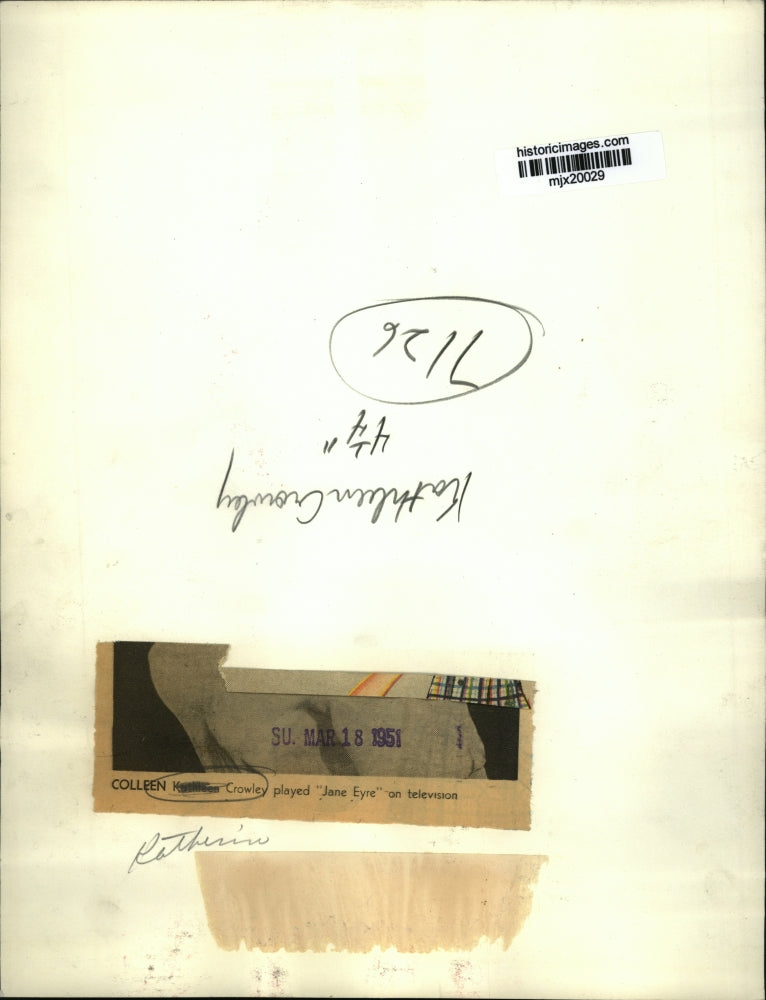 1951 Press Photo Katherine Crowley played Jane Eyre on television. - mjx20029