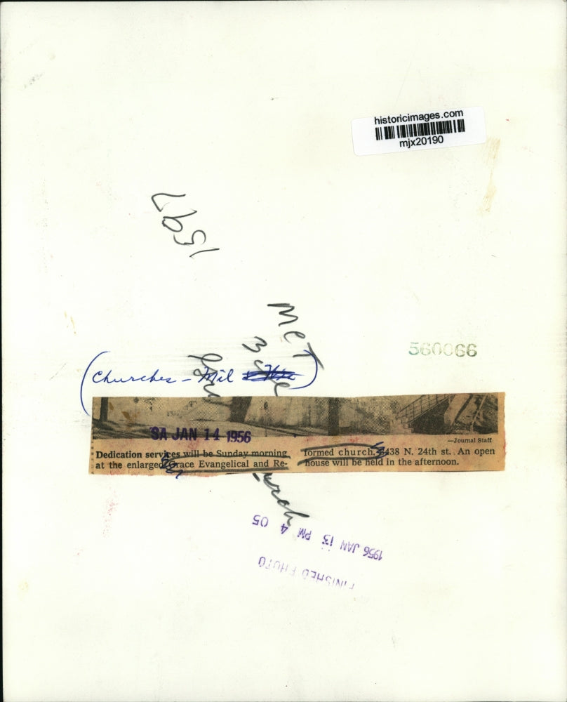 1956 Press Photo Grace Evangelical and Reformed church in Milwaukee - mjx20190