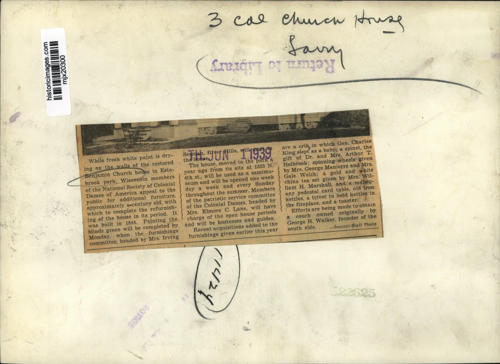 1939 Press Photo Fresh paint is drying on walls of Benjamin Church house.